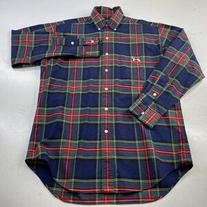 Ralph Lauren Men's Tartan Plaid Blake Terrier Dog Button Shirt Sz L - Christmas!